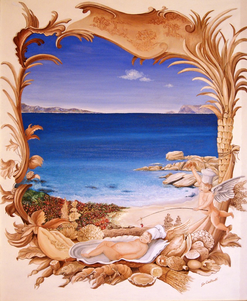 Amorini cuochi in relax -olio si tela 70 x 100