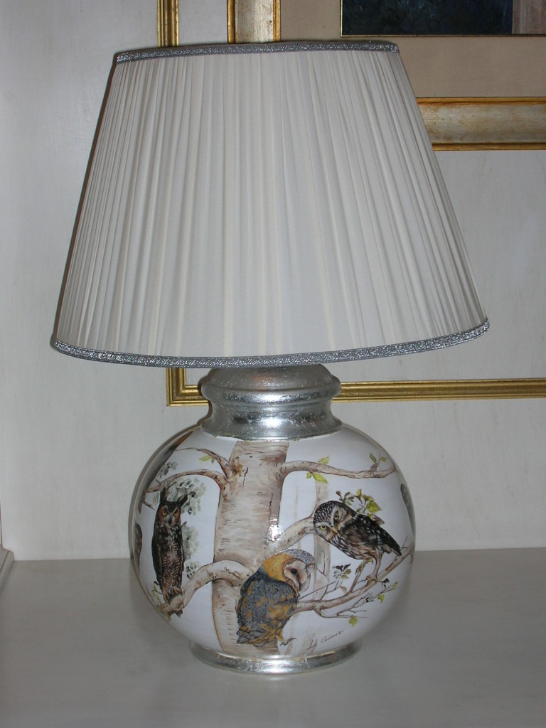 lume grande tondo dec. pittura, decoupage e foglia argento