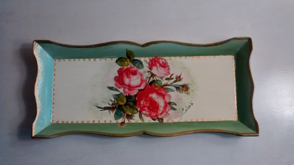 Svuotatasche legno 23x10 pittura e decoupage    euro 23